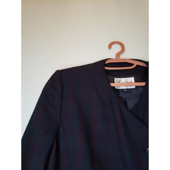 Le Suit Womens Sz 14 Blazer Jacket Long Sleeve Button Front Asymmetrical Pockets - Picture 4 of 7
